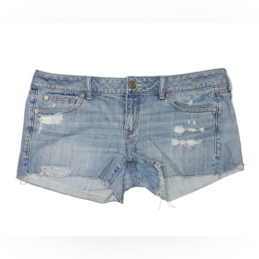 American Eagle Outfitters Blue Distressed Jean Shorts